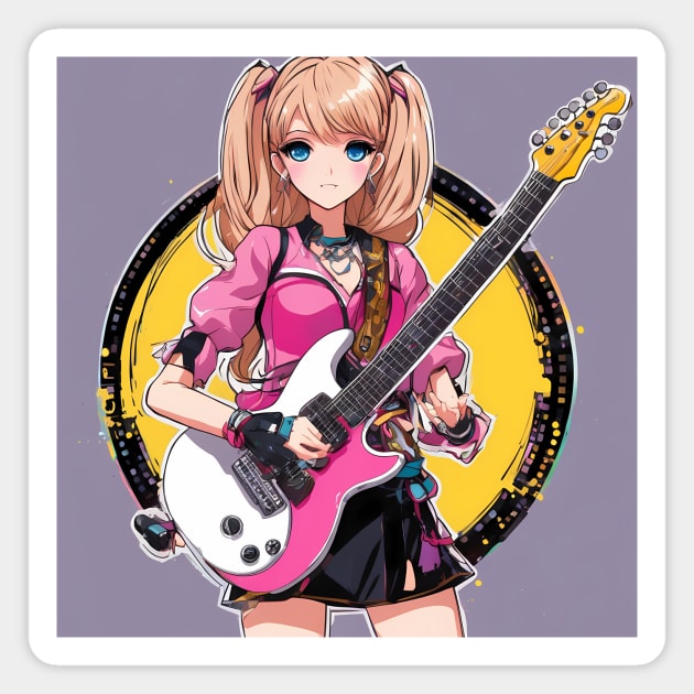 Guitar Legends Girl  Rock  Music Magnet by animegirlnft